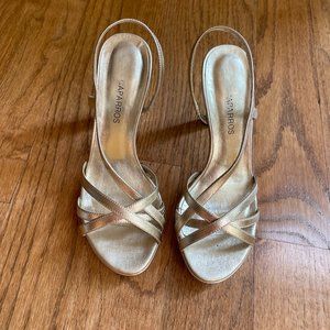 Caparros Norma High Heel Platform Sandal, Gold, Size 5.5 B
